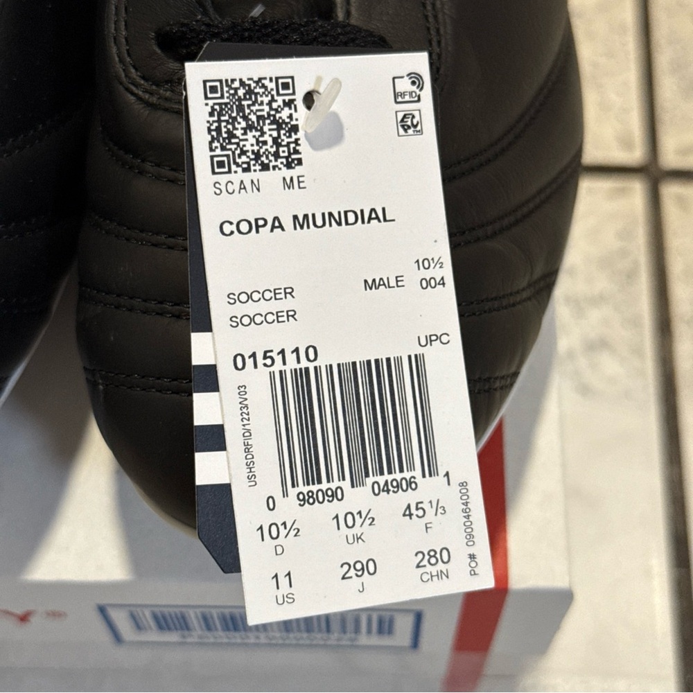 New Adidas Copa Mundial Leather Soccer Cleats Black White Men’s Sizes 015110 - Picture 6 of 14